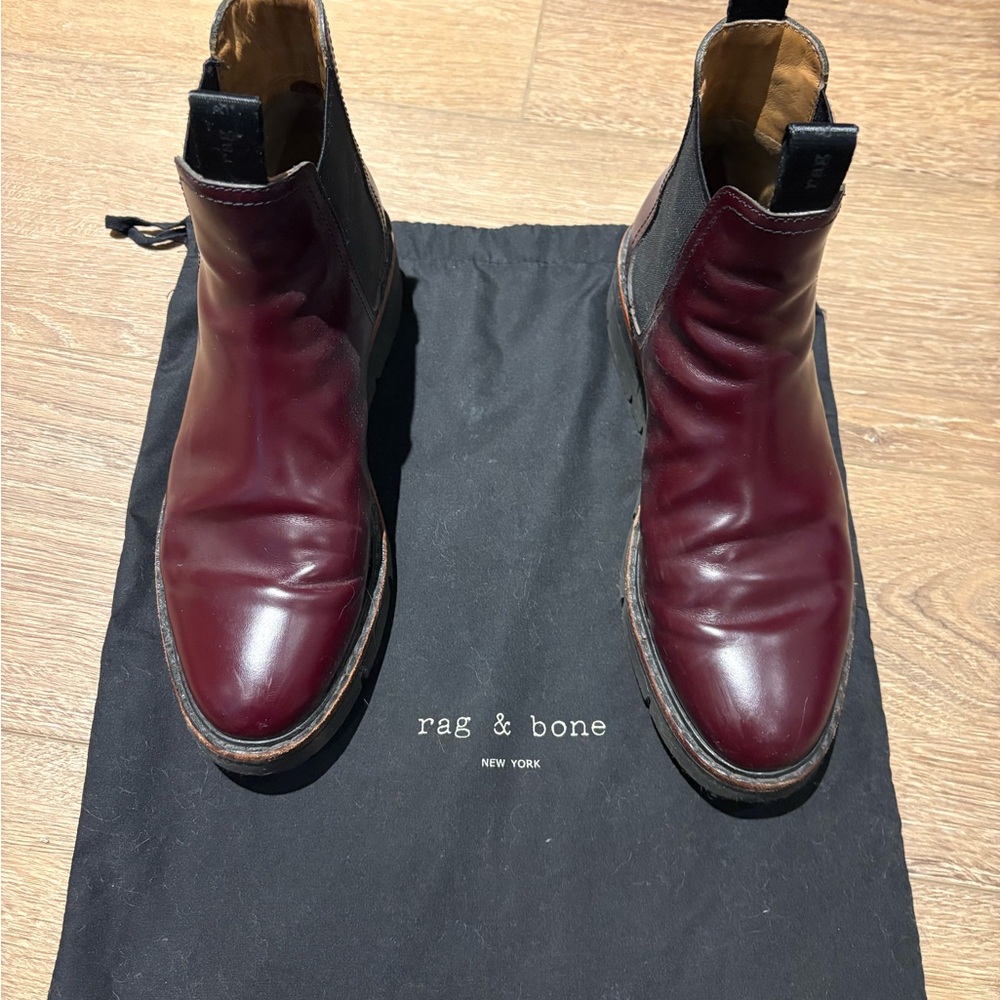 Rag & Bone Burgundy Leather Ankle Boots